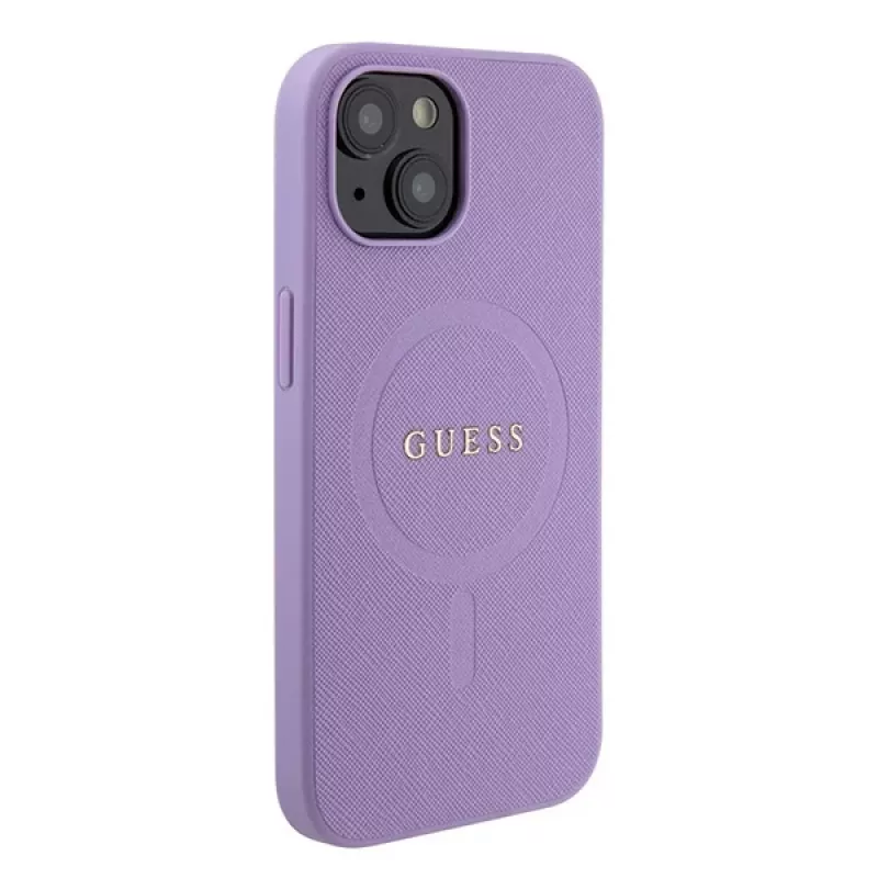 Guess GUHMP15MPSAHMCU Saffiano MagSafe pevné puzdro pre iPhone 15 Plus / 14 Plus 6,7 inch – fialové