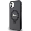 Guess GUHMN61HRSGSK iPhone 11 / XR 6.1 čierne pevné puzdro Ring Stand Script Glitter MagSafe