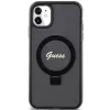 Guess GUHMN61HRSGSK iPhone 11 / XR 6.1 čierne pevné puzdro Ring Stand Script Glitter MagSafe