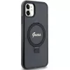 Guess GUHMN61HRSGSK iPhone 11 / XR 6.1 čierne pevné puzdro Ring Stand Script Glitter MagSafe