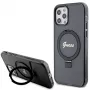 Guess GUHMP12MHRSGSK iPhone 12/12 Pro 6.1 pevné puzdro Ring Stand Script Glitter MagSafe čierne