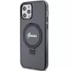 Guess GUHMP12MHRSGSK iPhone 12/12 Pro 6.1 pevné puzdro Ring Stand Script Glitter MagSafe čierne