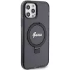 Guess GUHMP12MHRSGSK iPhone 12/12 Pro 6.1 pevné puzdro Ring Stand Script Glitter MagSafe čierne