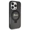 Guess Script Glitter Collection pevné puzdro s držiakom na prsteň MagSafe pre iPhone 13 Pro / 13 6,1 čierne