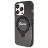 Guess GUHMP14XHRSGSK iPhone 14 Pro Max 6,7 čierne pevné puzdro s držiakom na prsteň Script Glitter MagSafe