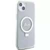 Guess GUHMP15MHRSGSD iPhone 15 Plus / 14 Plus 6,7 palca priehľadné pevné puzdro s držiakom na prsteň Script Glitter MagSafe