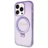 Guess GUHMP13XHRSGSU iPhone 13 Pro Max 6,7 palca fialové pevné puzdro s držiakom na prsteň Script Glitter MagSafe