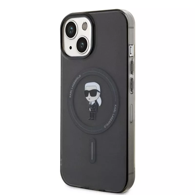 Karl Lagerfeld Ikonik pevné puzdro MagSafe pre iPhone 13/14/15 6,1 palca čierne