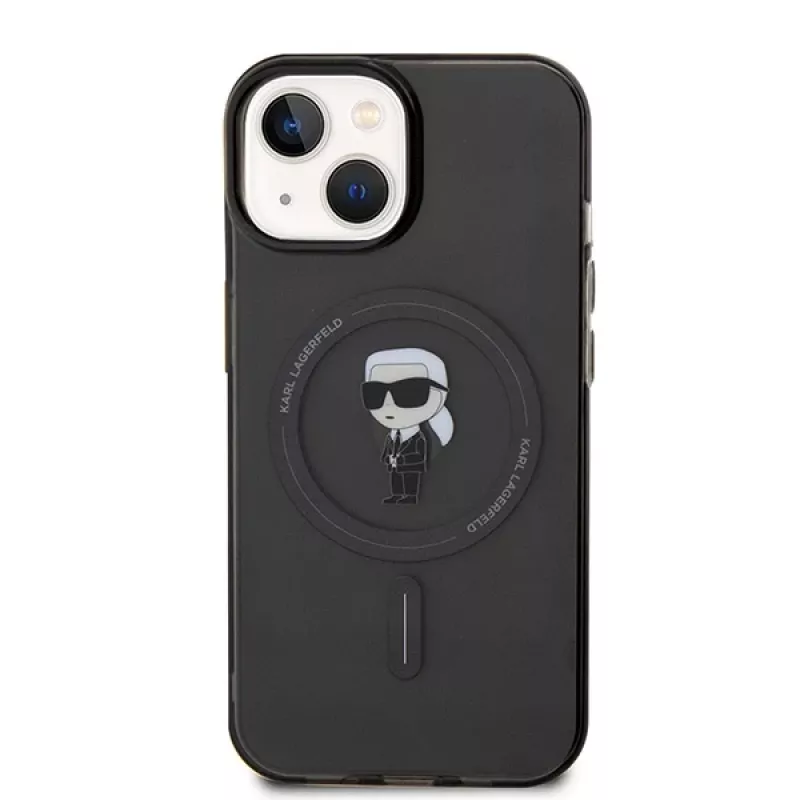 Karl Lagerfeld Ikonik pevné puzdro MagSafe pre iPhone 13/14/15 6,1 palca čierne