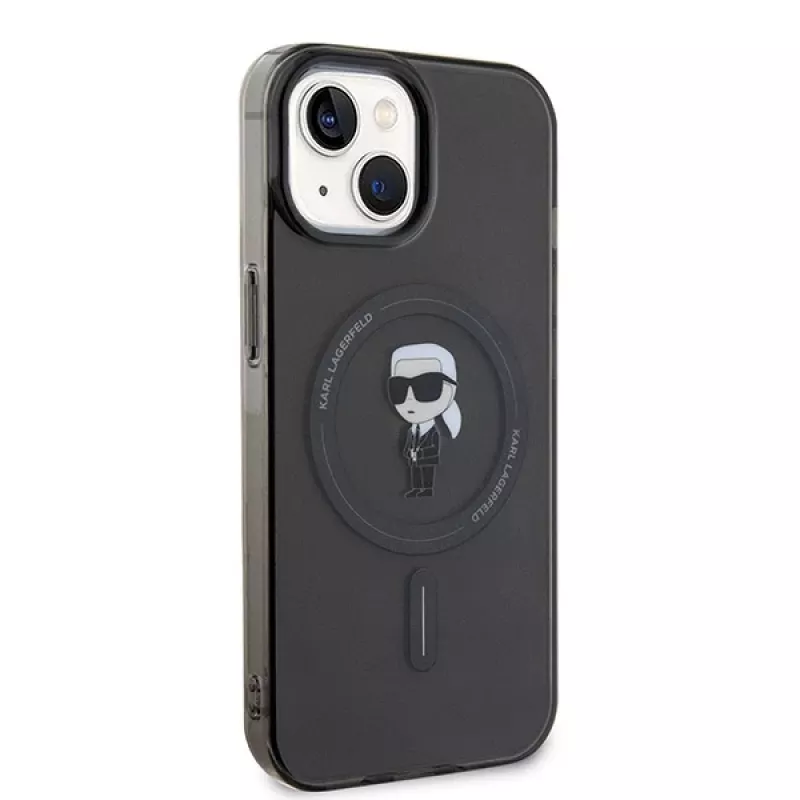 Karl Lagerfeld Ikonik pevné puzdro MagSafe pre iPhone 13/14/15 6,1 palca čierne