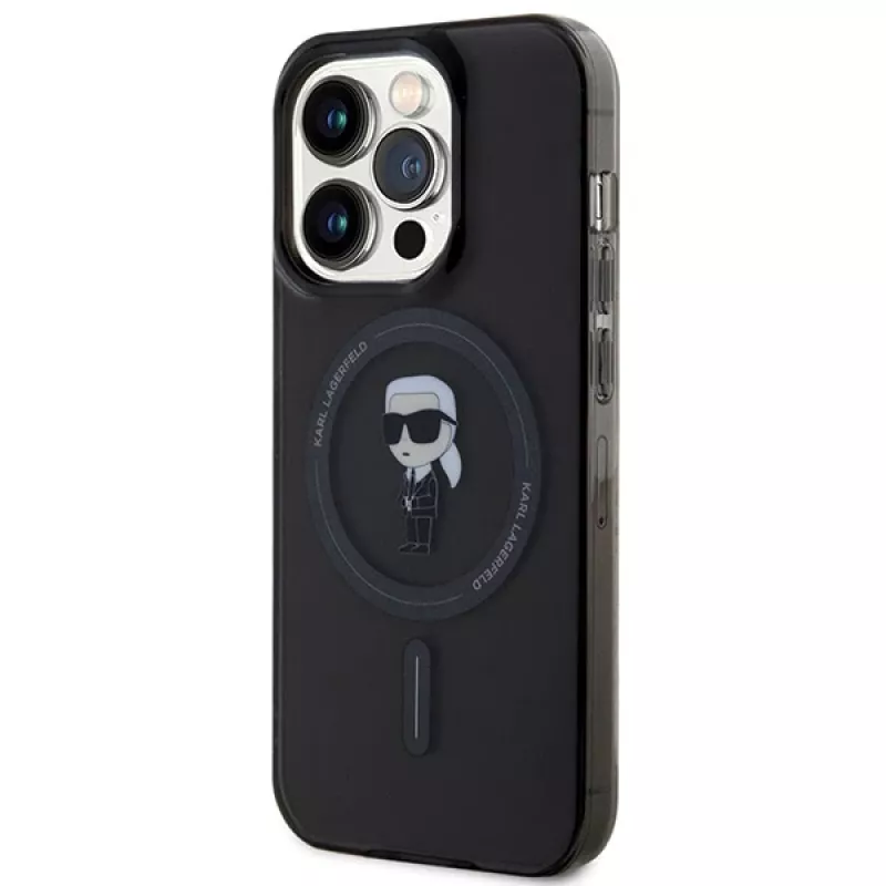Karl Lagerfeld Ikonik pevné puzdro MagSafe pre iPhone 14 Pro 6,1 palca čierne
