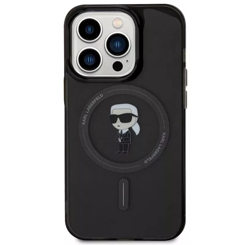 Karl Lagerfeld Ikonik pevné puzdro MagSafe pre iPhone 14 Pro 6,1 palca čierne