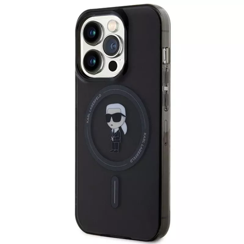 Karl Lagerfeld MagSafe IML Ikonik puzdro pre iPhone 15 Pro čierne