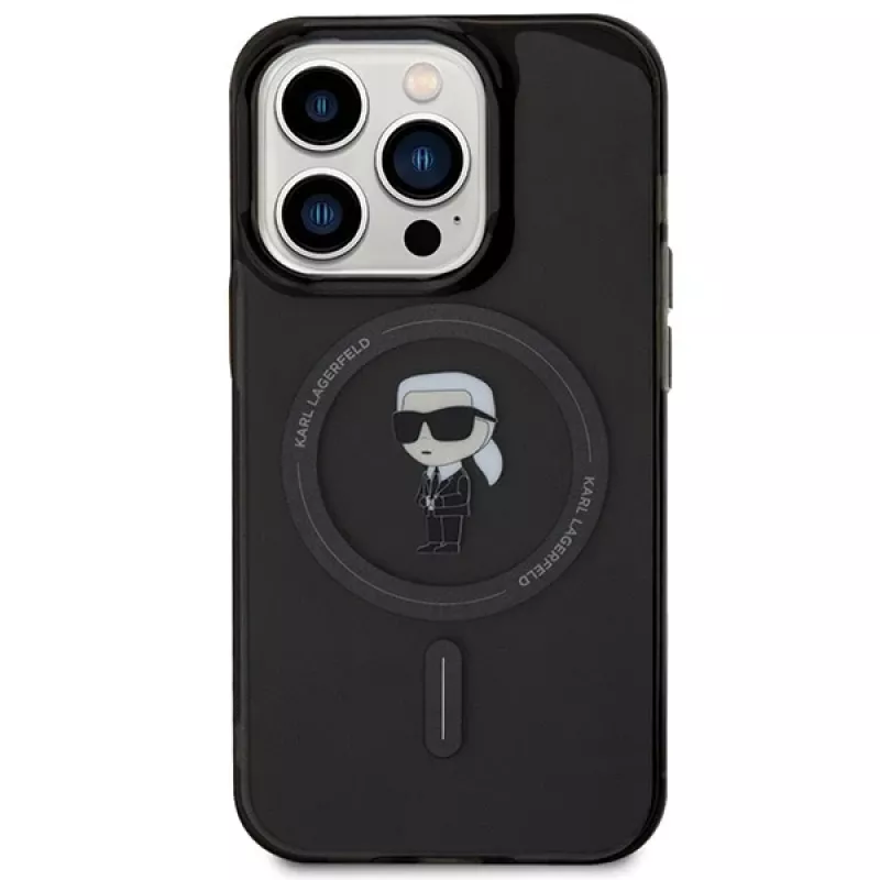 Karl Lagerfeld MagSafe IML Ikonik puzdro pre iPhone 15 Pro čierne