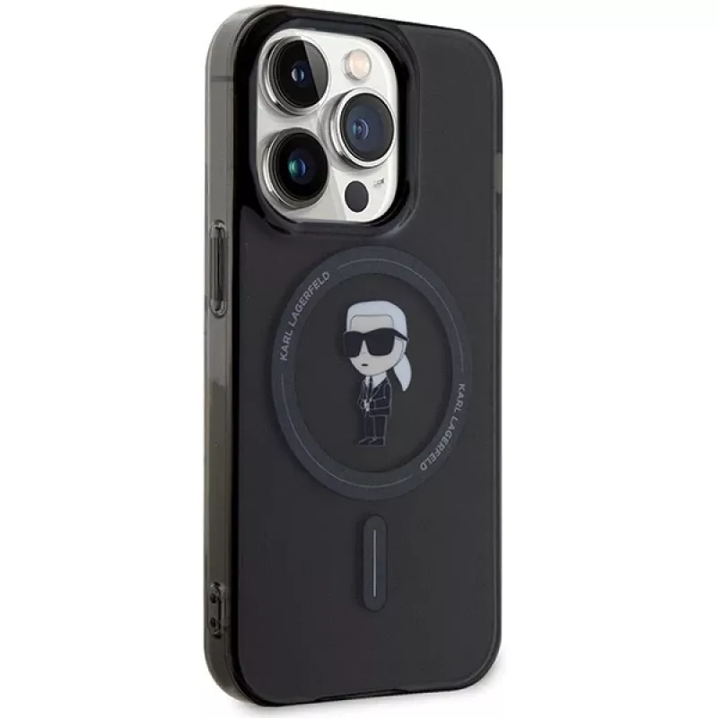 Karl Lagerfeld MagSafe IML Ikonik puzdro pre iPhone 15 Pro čierne