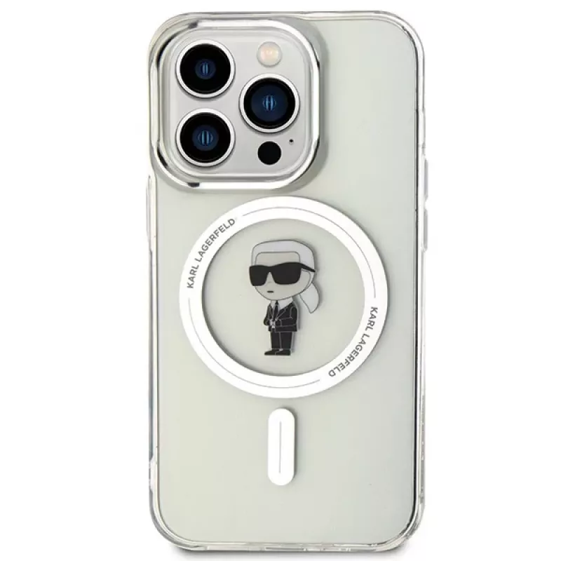 Karl Lagerfeld MagSafe IML Ikonik puzdro pre iPhone 15 Pro priehľadné