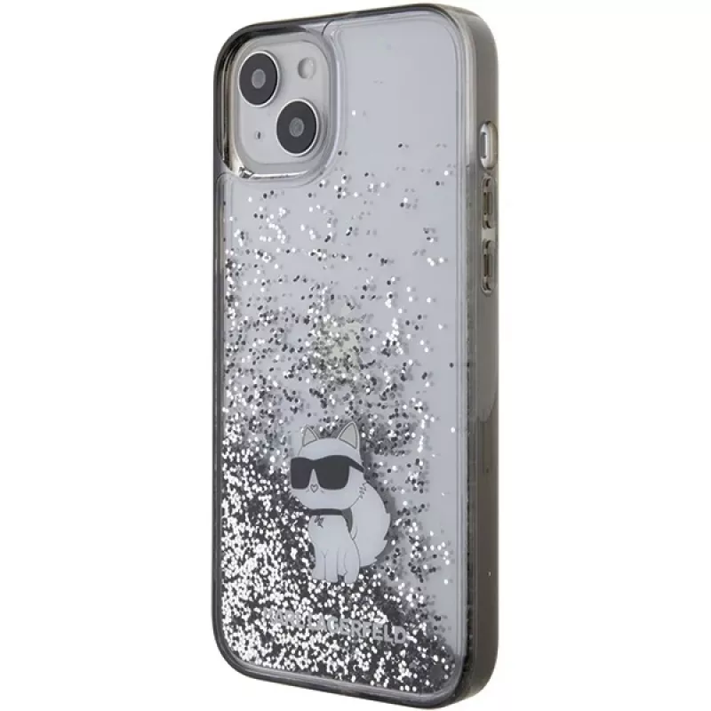 Karl Lagerfeld KLHCP15MLKCNSK iPhone 15 Plus / 14 Plus 6,7 palca priehľadné pevné puzdro Liquid Glitter Choupette
