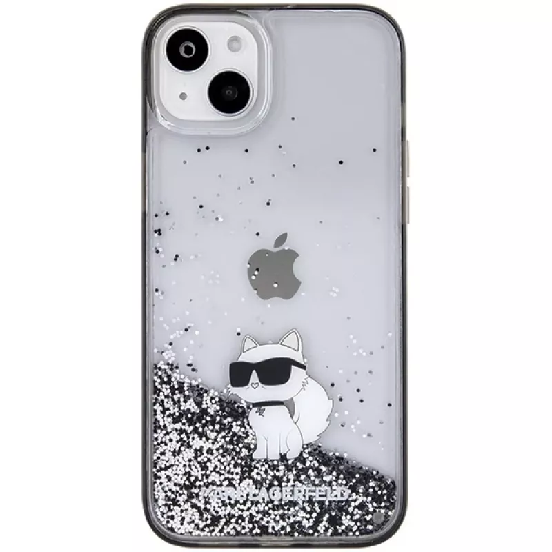 Karl Lagerfeld KLHCP15MLKCNSK iPhone 15 Plus / 14 Plus 6,7 palca priehľadné pevné puzdro Liquid Glitter Choupette