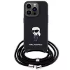 Karl Lagerfeld KLHCP15LSASKNPSK iPhone 15 Pro 6,1 pevné puzdro čierne crossbody Saffiano Monogram kovový pin Karl & Choupette