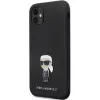 Karl Lagerfeld Ikonik silikónové puzdro s kovovým pinom pre Apple iPhone 11 / iPhone XR 6,1 palca čierne