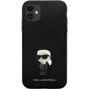 Karl Lagerfeld Ikonik silikónové puzdro s kovovým pinom pre Apple iPhone 11 / iPhone XR 6,1 palca čierne