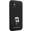 Karl Lagerfeld Ikonik silikónové puzdro s kovovým pinom pre Apple iPhone 11 / iPhone XR 6,1 palca čierne