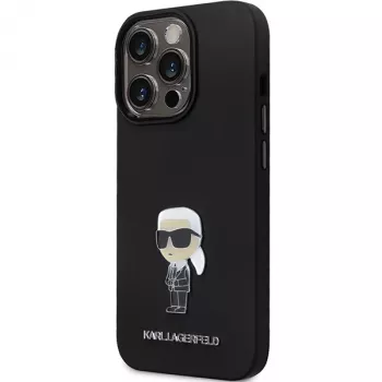 Karl Lagerfeld KLHCP14XSMHKNPK silikónové Ikonik zadné krytie s kovovým pinom pre Apple iPhone 14 Pro Max 6,7 čierne
