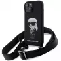 Karl Lagerfeld KLHCP15SSCBSKNK iPhone 15 / 14 / 13 6,1 pevné puzdro čierne crossbody silikónové Ikonik