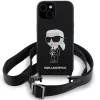 Karl Lagerfeld KLHCP15SSCBSKNK iPhone 15 / 14 / 13 6,1 pevné puzdro čierne crossbody silikónové Ikonik