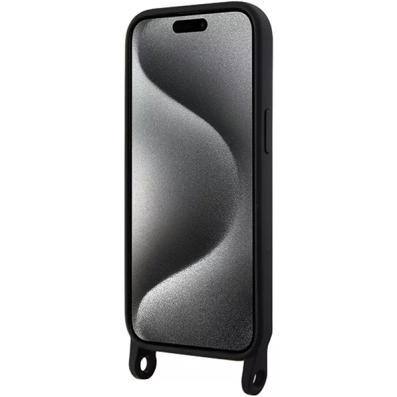 Karl Lagerfeld KLHCP15SSCBSKNK iPhone 15 / 14 / 13 6,1 pevné puzdro čierne crossbody silikónové Ikonik