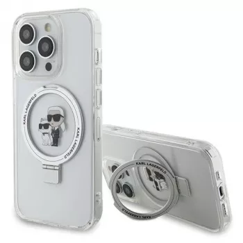 Karl Lagerfeld KLHMP13LHMRSKCH iPhone 13 Pro / 13 6,1 palca biele pevné puzdro s držiakom na prsteň Karl & Choupette MagSafe