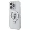 Karl Lagerfeld KLHMP15LHMRSKCH pevné puzdro s držiakom na prsteň MagSafe pre iPhone 15 Pro 6,1 palca biele