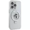 Karl Lagerfeld KLHMP15LHMRSKCH pevné puzdro s držiakom na prsteň MagSafe pre iPhone 15 Pro 6,1 palca biele
