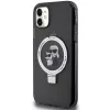 Karl Lagerfeld KLHMN61HMRSKCK pevné puzdro s držiakom na prsteň pre iPhone 11 / Xr 6,1 čierne MagSafe Karl & Choupette