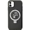 Karl Lagerfeld KLHMN61HMRSKCK pevné puzdro s držiakom na prsteň pre iPhone 11 / Xr 6,1 čierne MagSafe Karl & Choupette