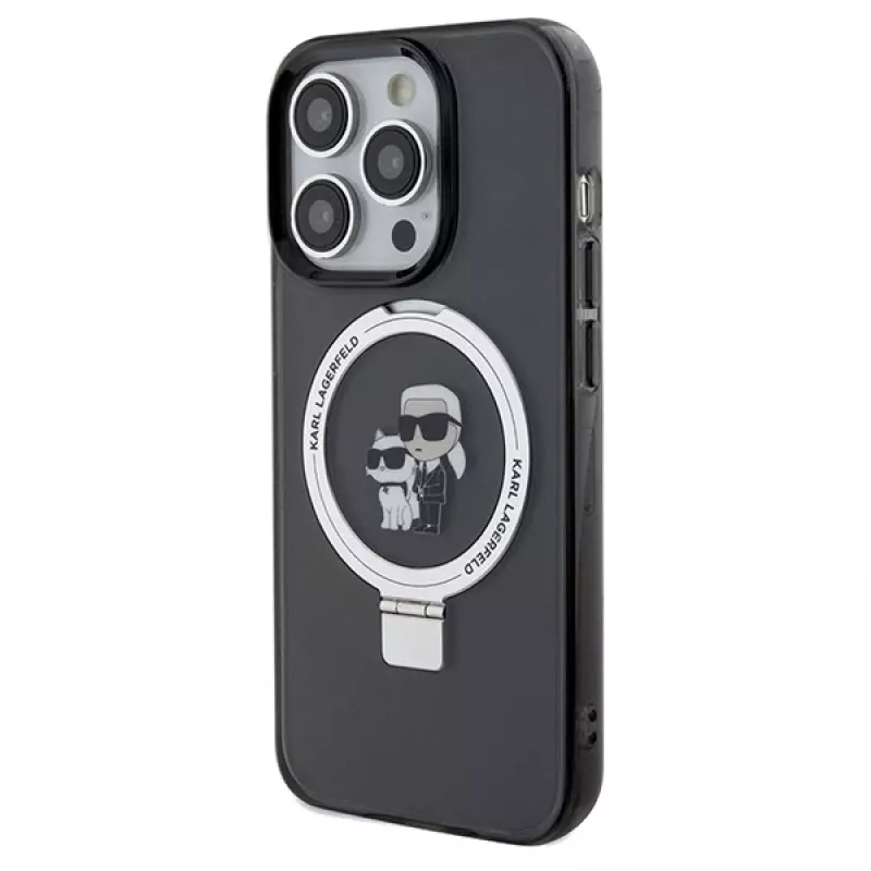Karl Lagerfeld iPhone 13 Pro Max 6,7 palca pevné puzdro s držiakom na prsteň Karl & Choupette MagSafe čierne