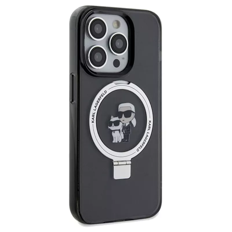 Karl Lagerfeld iPhone 13 Pro Max 6,7 palca pevné puzdro s držiakom na prsteň Karl & Choupette MagSafe čierne