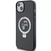 Karl Lagerfeld KLHMP15MHMRSKCK pevné puzdro s držiakom na prsteň MagSafe pre iPhone 15 Plus / 14 Plus 6,7 palca čierne
