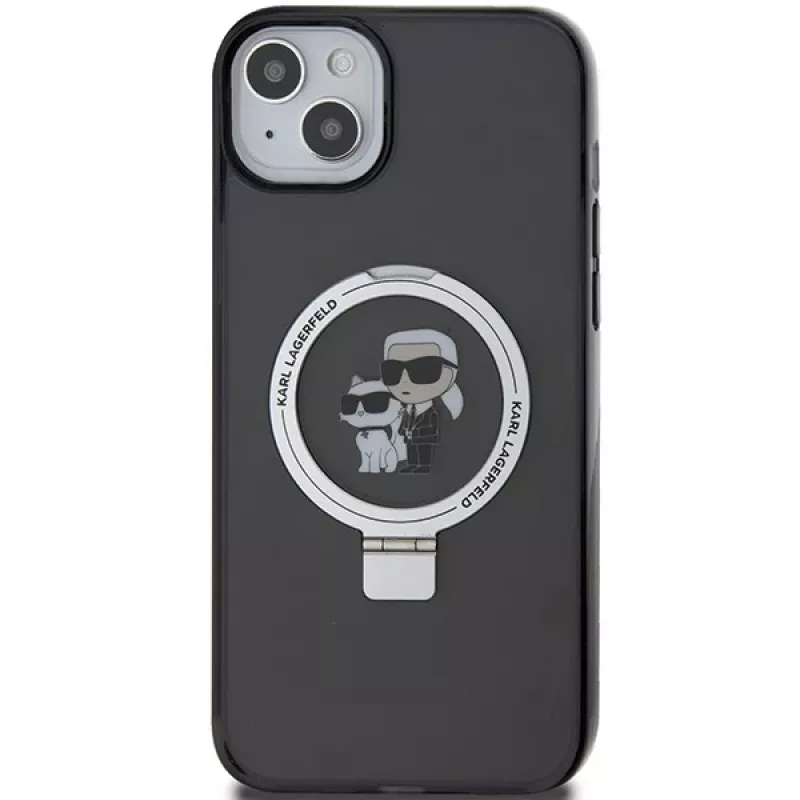 Karl Lagerfeld KLHMP15MHMRSKCK pevné puzdro s držiakom na prsteň MagSafe pre iPhone 15 Plus / 14 Plus 6,7 palca čierne