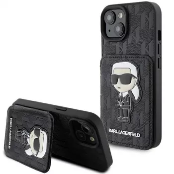 Karl Lagerfeld KLHCP15SSAKKNSCK Saffiano Ikonik pevné puzdro pre iPhone 15/14/13 6,1 palca - čierne