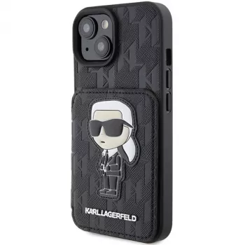 Karl Lagerfeld KLHCP15SSAKKNSCK Saffiano Ikonik pevné puzdro pre iPhone 15/14/13 6,1 palca - čierne