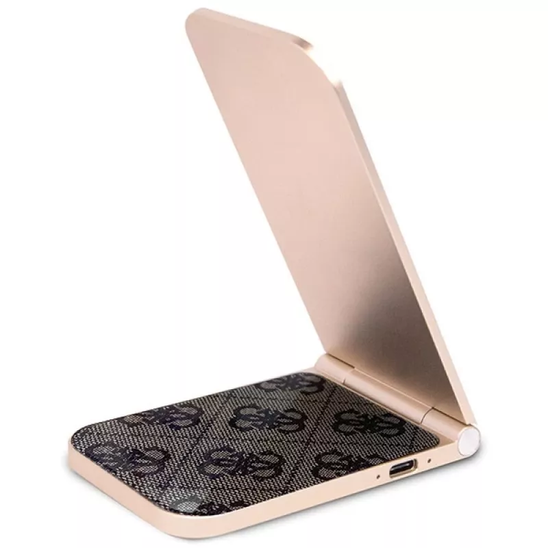 Guess skladacia 2-in-1 bezdrôtová nabíjačka GUDCFAL4PEGW 15W hnedá 4G vzor MagSafe