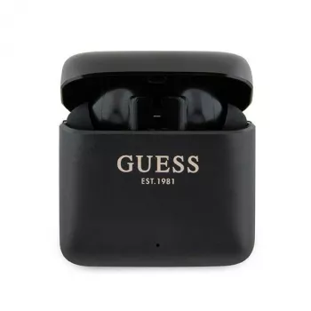 Guess potlačené logo True Wireless Stereo Bluetooth slúchadlá s nabíjacím puzdrom (čierna)