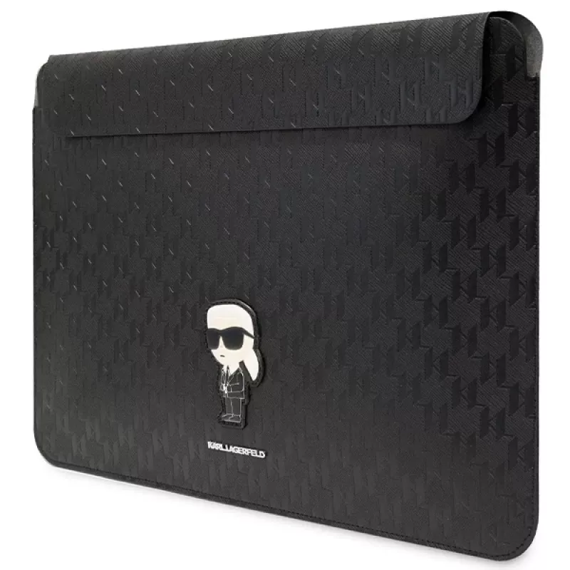 Karl Lagerfeld puzdro KLCS16SAKHPKK 16 inch čierna Saffiano Monogram Ikonik puzdro na notebook