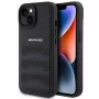 AMG AMHCP15MGSEBK pevné kožené puzdro s vyrazenými líniami pre iPhone 15 Plus / 14 Plus 6,7