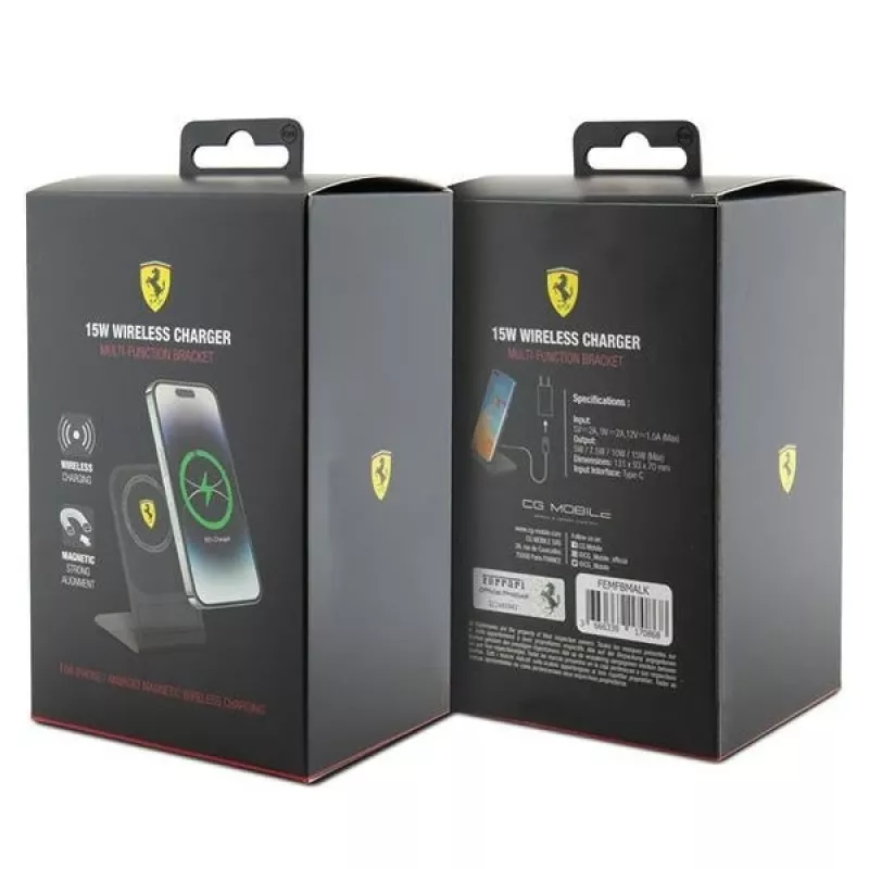 Ferrari kolekcia 2023 MagSafe 15W bezdrôtová nabíjacia podložka - čierna
