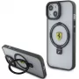 Ferrari FEHMP15MUSCAK iPhone 15 Plus / 14 Plus 6,7 inch priehľadné dymové pevné puzdro s držiakom na prsteň, MagSafe, kolekcia 2023