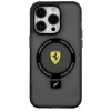 Ferrari FEHMP15MUSCAK iPhone 15 Plus / 14 Plus 6,7 inch priehľadné dymové pevné puzdro s držiakom na prsteň, MagSafe, kolekcia 2023