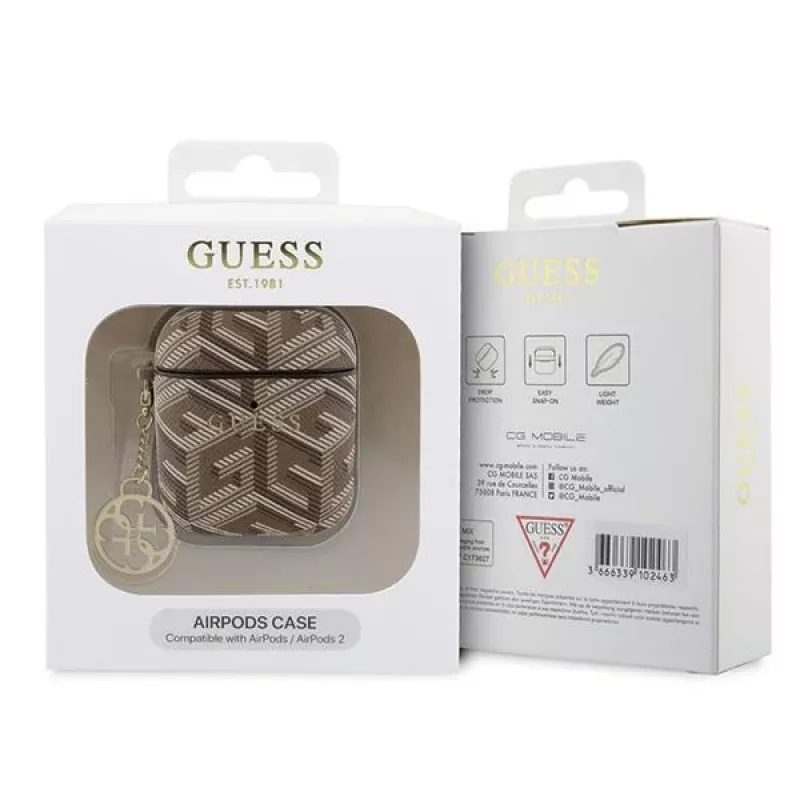 Guess GUA2PGCE4CW AirPods 1/2 puzdro hnedá GCube prívesok