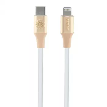 Guess GUCLLALRGDD kábel USB-C na Lightning 1,5 m rýchle nabíjanie svetlozlatá s vyrazeným logom